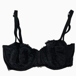 Auden Sz 34DD Unlined Balconette Coverage Underwire Bra Black Lace Lingerie